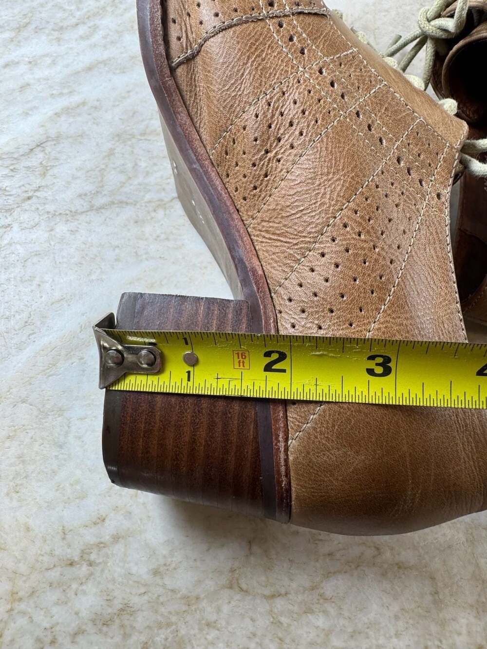 Jeffrey Campbell Ibiza Last Brown Leather Brogue Oxford Block Heels Size 8 - Picture 16 of 16